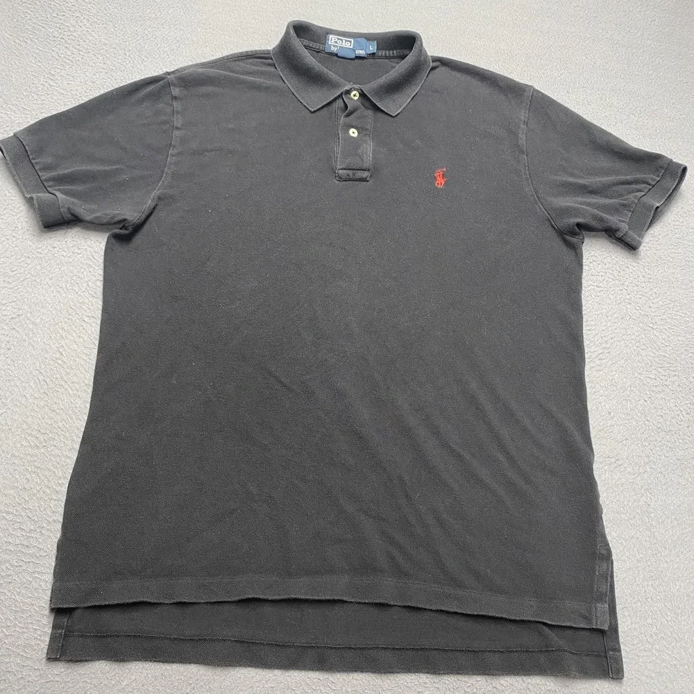 Polo Ralph Lauren Polo Shirt Mens Large Black Cotton Red‎ Pony Logo Short Sleeve